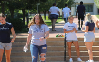 Students on campus mall