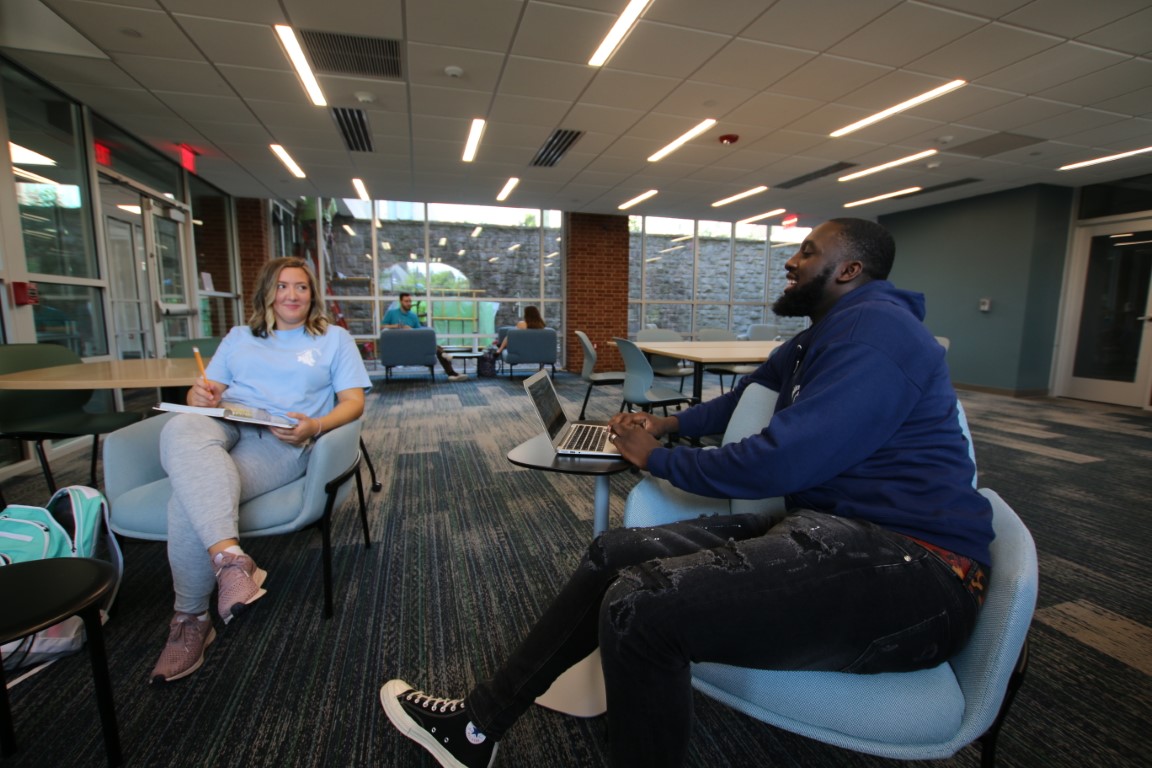 Ihmsen 5 Students hang out in the renovated lounge in Ihmsen