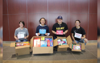 Students with donated items