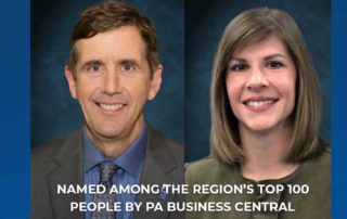 John McKeegan and Dr. Nicole Custer were named to the PA Business Central's Top 100 People of 2022