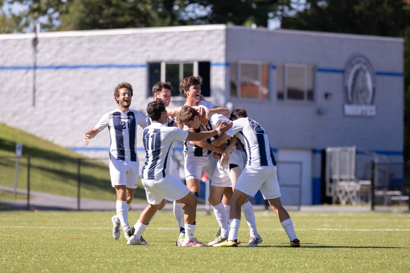 Photo of the mens soccer team celebrating