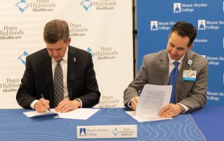 Mount Aloysius and Penn Highlands Healthcare sign an agreement for financial funding for future nursing students in DuBois